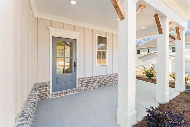 2719 Byess Ct, Marietta, GA 30064 - property entrance with a porch and board and batten siding