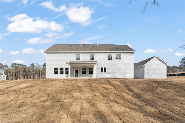 2719 Byess Ct, Marietta, GA 30064 - back of property featuring ceiling fan, a patio, and a lawn