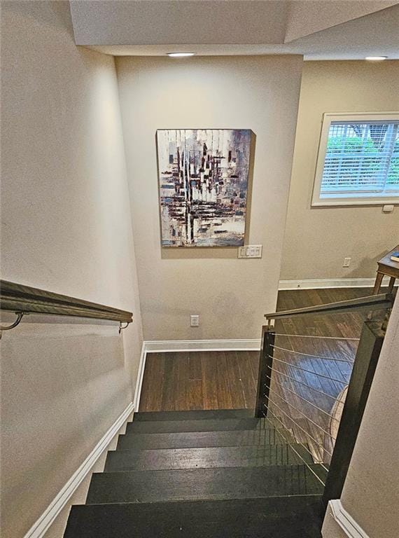 4107 Township Pkwy Unit 69, Sandy Springs, GA 30342 - stairway with wood finished floors and baseboards
