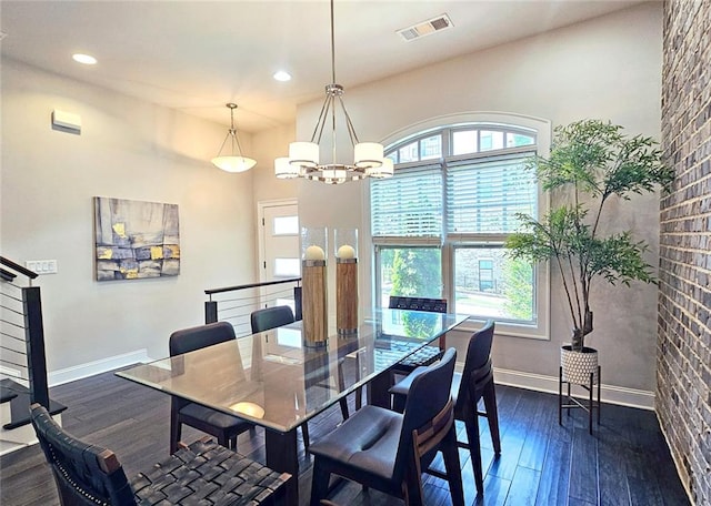 4107 Township Pkwy Unit 69, Sandy Springs, GA 30342 - dining room featuring a chandelier, dark wood-type flooring, and recessed lighting