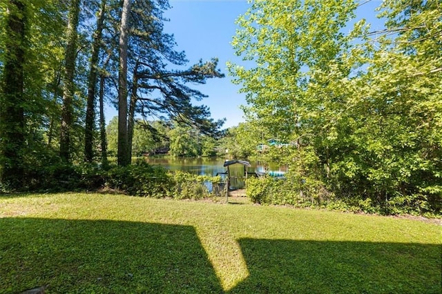 view of yard featuring a water view