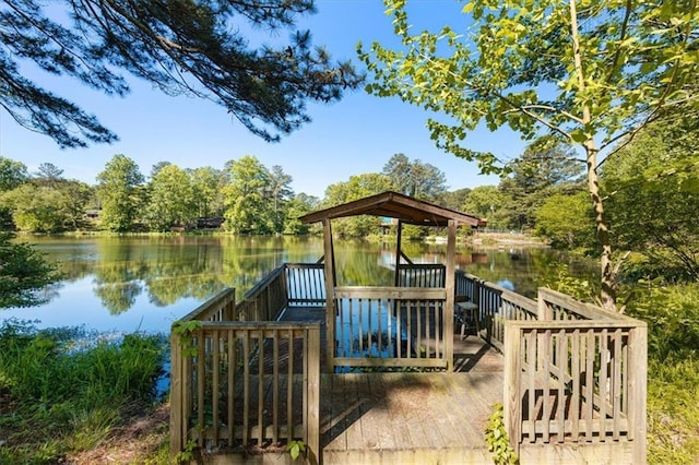 exterior space with a water view