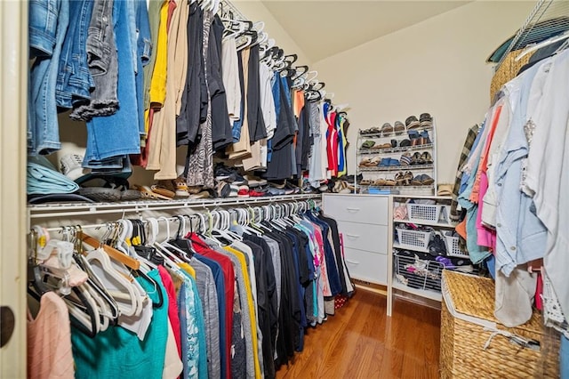 spacious closet with wood finished floors