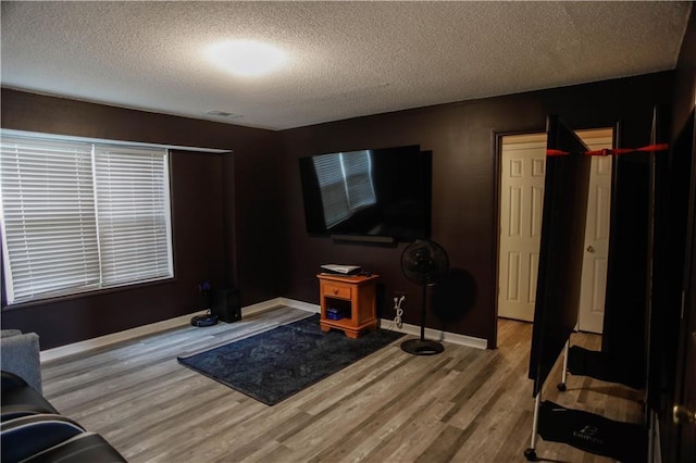 7930 River Fall Ct, Ball Ground, GA 30107 - living room featuring a textured ceiling and light wood-style flooring