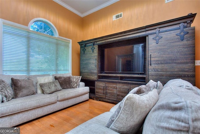 1090 Crown River Pkwy, Mcdonough, GA 30252 - living area featuring ornamental molding and wood finished floors