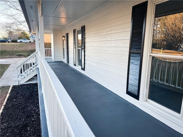 view of patio featuring a porch