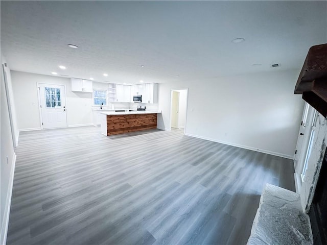 living room with hardwood / wood-style floors