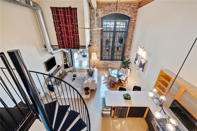 170 Boulevard Se E414, Atlanta, GA 30312 - living area with a high ceiling and stairway