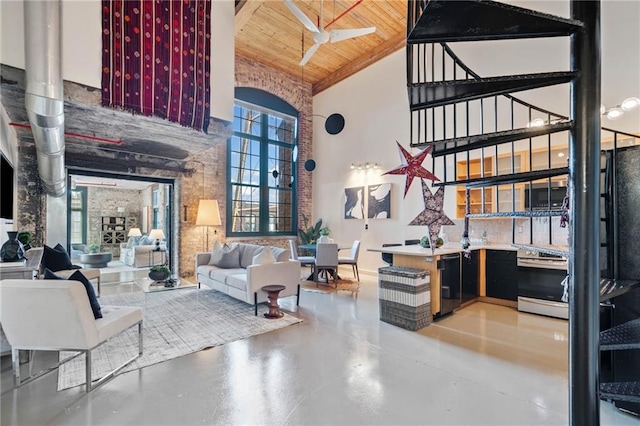 170 Boulevard Se E414, Atlanta, GA 30312 - common area featuring high vaulted ceiling and wood ceiling