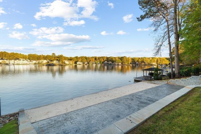 view of dock featuring a water view