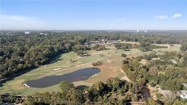 aerial view with a view of trees and a water view