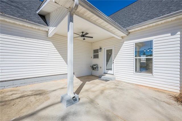 view of patio / terrace featuring a ceiling fan