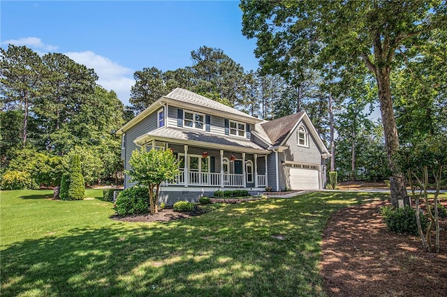 1655 Peachcrest Dr, Lawrenceville, GA 30043 - colonial house with covered porch, a front yard, and a garage