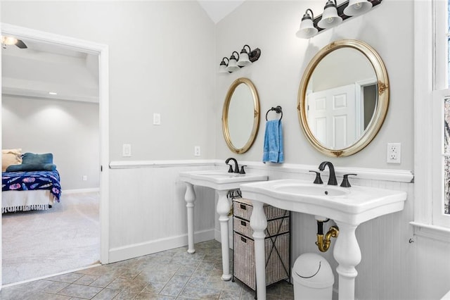 bathroom with wainscoting