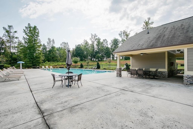 view of pool featuring a patio area