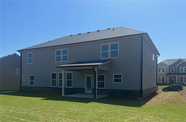 57 Longhorn Way, Auburn, GA 30011 - back of property featuring a patio area, a yard, brick siding, and ceiling fan