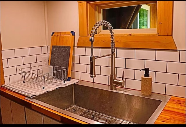 225 Overlook Cir, Clarkesville, GA 30523 - kitchen view of decorative backsplash and a sink