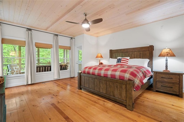 74 Cherokee Way, Big Canoe, GA 30143 - bedroom featuring multiple windows, wood ceiling, hardwood / wood-style flooring, and access to exterior