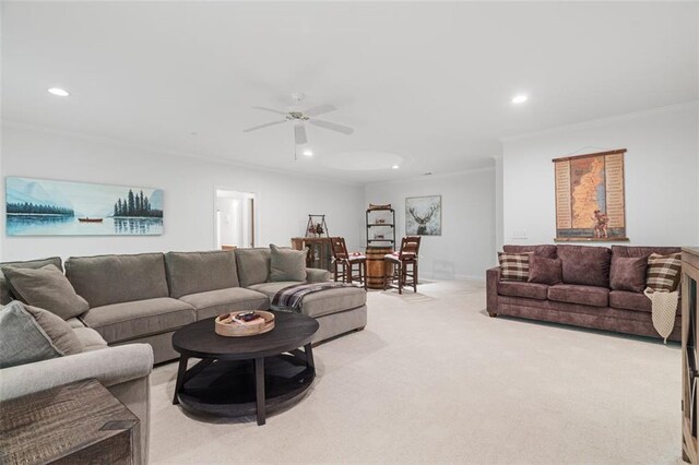 74 Cherokee Way, Big Canoe, GA 30143 - living area with crown molding, recessed lighting, and light colored carpet