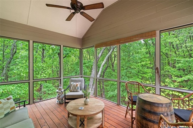 74 Cherokee Way, Big Canoe, GA 30143 - sunroom / solarium with a forest view and a ceiling fan