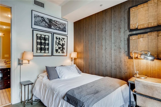 1820 Peachtree St NW Unit 811, Atlanta, GA 30309 - carpeted bedroom with wood walls