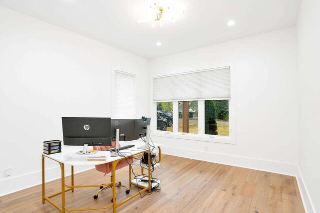 1598 Athens Ave, Atlanta, GA 30310 - home office with baseboards, recessed lighting, and light wood finished floors