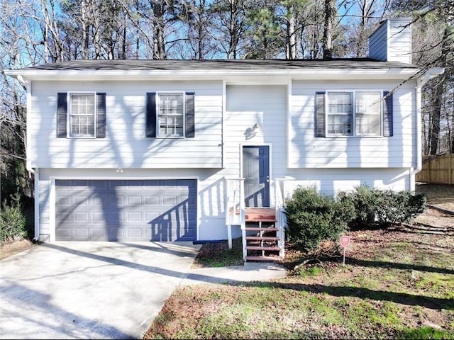 bi-level home with a garage