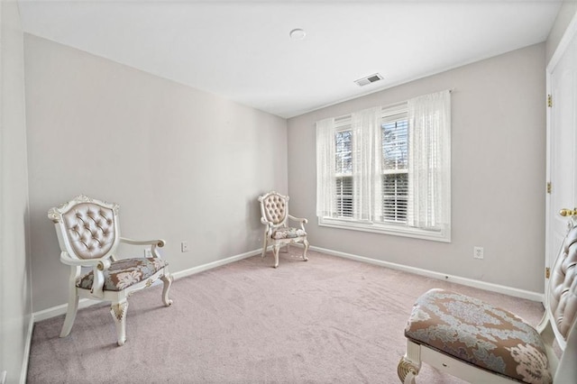 sitting room with carpet floors