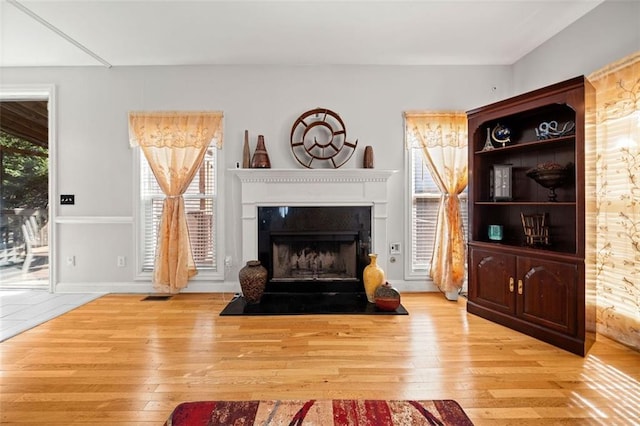 sitting room with light hardwood / wood-style floors