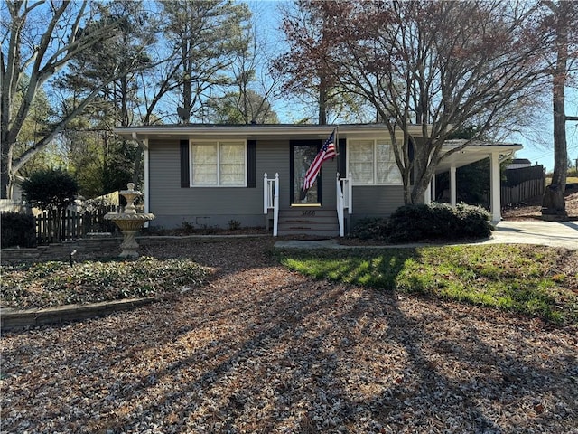 view of single story home