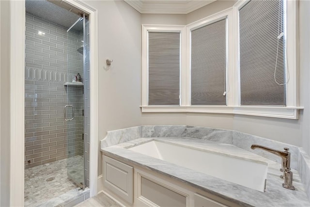 bathroom with a shower with shower door