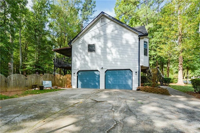 view of home's exterior with a garage