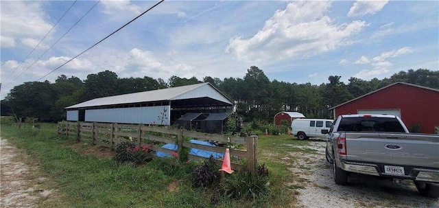 2268 Horse Farm Rd, Dewy Rose, GA 30634 - view of yard featuring an outdoor structure, fence, and a detached garage
