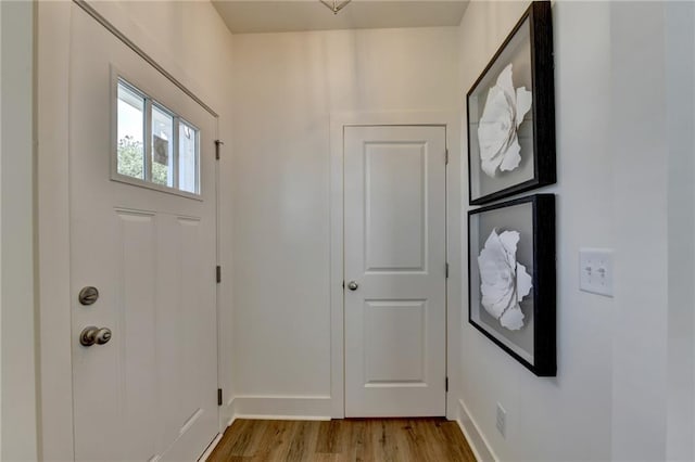 entryway with light hardwood / wood-style floors