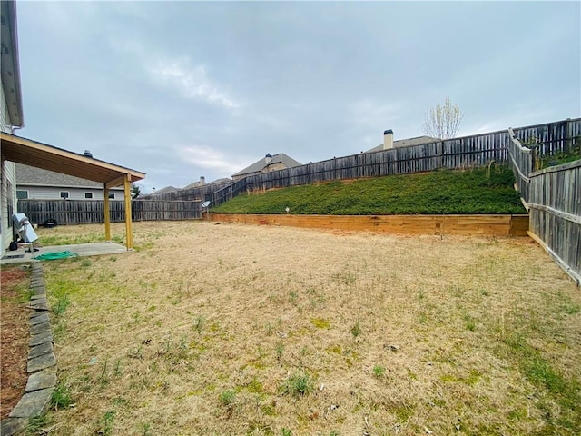 view of yard featuring a fenced backyard and a patio