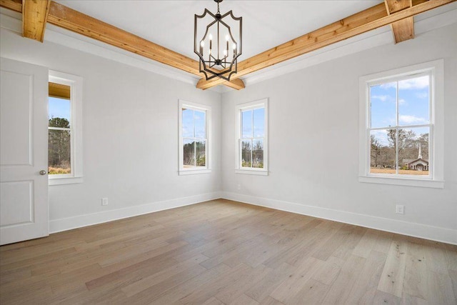 empty room featuring a healthy amount of sunlight and light wood finished floors