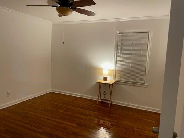2225 Harold Ln SE, Smyrna, GA 30080 - spare room with ceiling fan, ornamental molding, wood finished floors, and baseboards