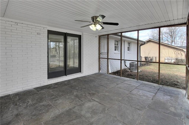 view of patio featuring central AC and ceiling fan