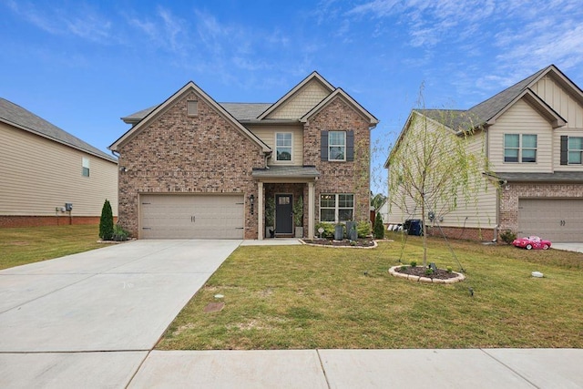 craftsman-style home featuring a front lawn