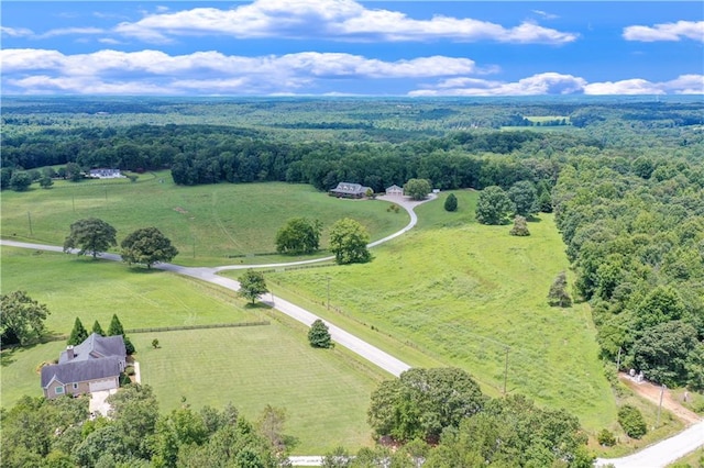 aerial view featuring a rural view