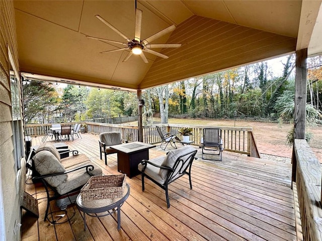 wooden terrace with ceiling fan