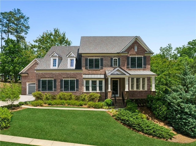 1393 Kings Park Dr NW, Kennesaw, GA 30152 - view of front of house featuring brick siding, a front lawn, and a garage