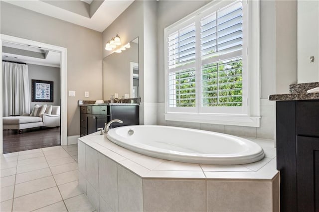 1393 Kings Park Dr NW, Kennesaw, GA 30152 - full bath with vanity, a garden tub, and tile patterned flooring