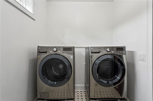 1393 Kings Park Dr NW, Kennesaw, GA 30152 - laundry room with independent washer and dryer and tile patterned floors
