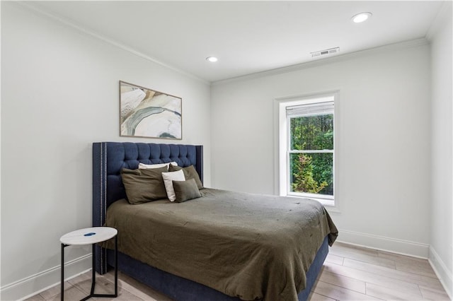 1393 Kings Park Dr NW, Kennesaw, GA 30152 - bedroom with baseboards, ornamental molding, light wood-type flooring, and recessed lighting