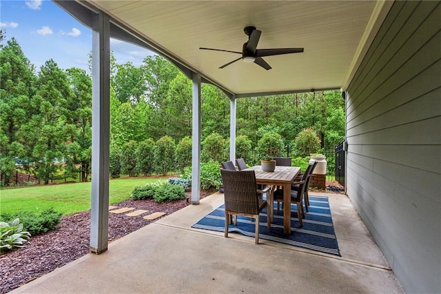 1393 Kings Park Dr NW, Kennesaw, GA 30152 - view of patio / terrace with outdoor dining space and a ceiling fan