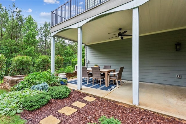 1393 Kings Park Dr NW, Kennesaw, GA 30152 - view of patio / terrace with a ceiling fan, a balcony, and outdoor dining space