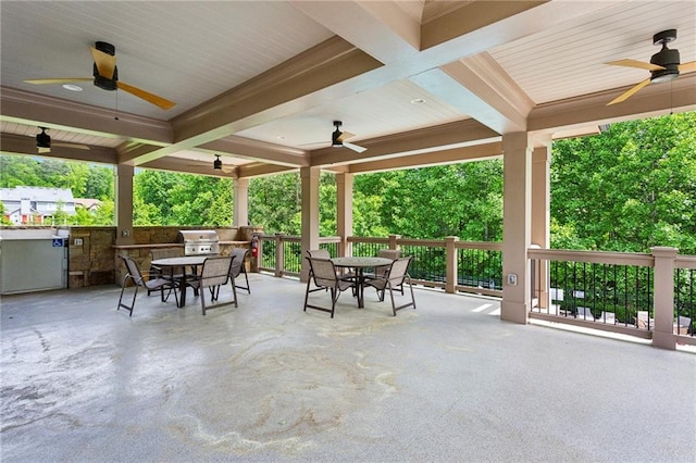 1393 Kings Park Dr NW, Kennesaw, GA 30152 - view of patio featuring a ceiling fan and outdoor dining area