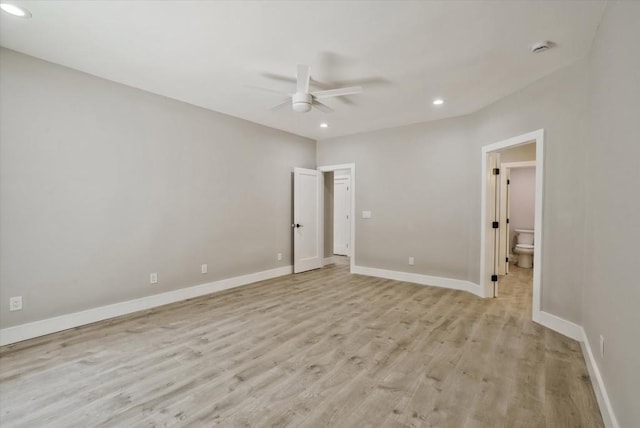 1950 Stethem Fry, Alpharetta, GA 30022 - unfurnished bedroom featuring recessed lighting, light wood-type flooring, ensuite bath, and ceiling fan