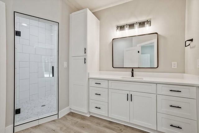 1950 Stethem Fry, Alpharetta, GA 30022 - full bathroom featuring a stall shower, vanity, and wood finished floors